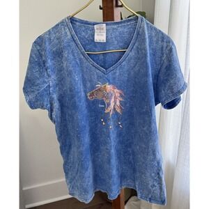 Gildan Blue Short Sleeve Tee with Horse Design